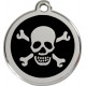 Pirate Flag Identity Medal black cat and dog, engraved iron tag