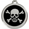 Pirate Flag Identity Medal black cat and dog, engraved iron tag