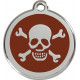 Pirate Flag Identity Medal brown chocolate cat and dog, engraved iron tag