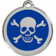 Pirate Flag Identity Medal Navy Blue cat and dog, engraved iron tag