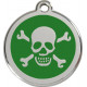 Pirate Flag Identity Medal green cat and dog, engraved iron tag