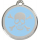 Pirate Flag Identity Medal Light Blue cat and dog, engraved iron tag