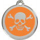 Pirate Flag Identity Medal orange cat and dog, engraved iron tag