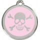 Pirate Flag Identity Medal Sweet Pink cat and dog, engraved iron tag