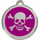 Pirate Flag Identity Medal purple cat and dog, engraved iron tag