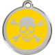 Pirate Flag Identity Medal yellow cat and dog, engraved iron tag