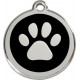 Paw Iron Identity Medal black. Cat dog engraved tag