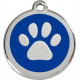 Paw Iron Identity Medal Navy Blue. Cat dog engraved tag