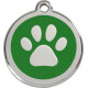 Paw Iron Identity Medal Green. Cat dog engraved tag