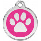 Paw Iron Identity Medal Fuschia Pink. Cat dog engraved tag
