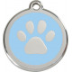 Paw Iron Identity Medal Light Blue. Cat dog engraved tag