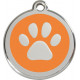 Paw Iron Identity Medal Orange. Cat dog engraved tag