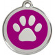 Paw Iron Identity Medal Purple. Cat dog engraved tag