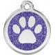 Paw Iron Identity Medal Navy Blue Glitter. Cat dog engraved tag