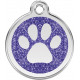 Paw Iron Identity Medal Navy Blue Glitter. Cat dog engraved tag