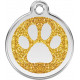 Paw Iron Identity Medal Golden Glitter. Cat dog engraved tag