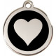 Heart Identity Medal black cat and dog, engraved iron tag