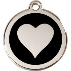 Heart Identity Medal black cat and dog, engraved iron tag