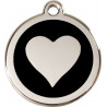 Heart Identity Medal black cat and dog, engraved iron tag