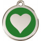 Heart Identity Medal green cat and dog, engraved iron tag