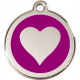 Heart Identity Medal purple cat and dog, engraved iron tag