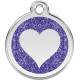 Heart Identity Medal navy blue Glitter cat and dog, engraved iron tag