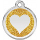 Heart Identity Medal golden Glitter cat and dog, engraved iron tag