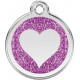 Heart Identity Medal purple cat and dog, engraved iron tag