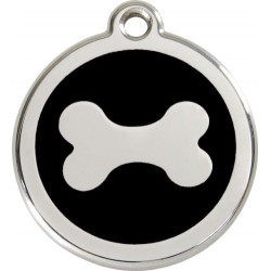 Bone Identity Medal black cat and dog, engraved iron tag