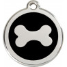 Bone Identity Medal black cat and dog, engraved iron tag