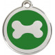 Bone Identity Medal green cat and dog, engraved iron tag