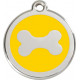 Bone Identity Medal yellow cat and dog, engraved iron tag
