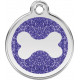 Bone Identity Medal blue glitter cat and dog, engraved iron tag
