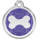 Bone Identity Medal blue glitter cat and dog, engraved iron tag
