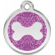 Bone Identity Medal purple glitter cat and dog, engraved iron tag