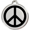 Peace and Love Identity Medal black cat and dog, engraved iron tag