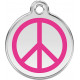 Peace and Love Identity Medal Fuschia Pink cat and dog, engraved iron tag