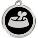 Bowl & Bone Identity Medal black cat and dog, engraved iron tag