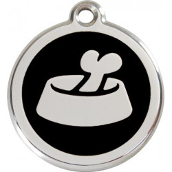 Bowl & Bone Identity Medal black cat and dog, engraved iron tag