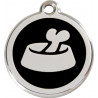 Bowl & Bone Identity Medal black cat and dog, engraved iron tag