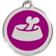 Bowl & Bone Identity Medal purple cat and dog, engraved iron tag