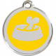 Bowl & Bone Identity Medal yellow cat and dog, engraved iron tag