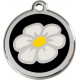 Daisy Flower Identity Medal black cat and dog, engraved iron tag
