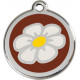 Daisy Flower Identity Medal brown chocolate cat and dog, engraved iron tag
