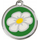 Daisy Flower Identity Medal green cat and dog, engraved iron tag