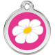 Daisy Flower Identity Medal fuschia pink cat and dog, engraved iron tag
