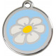 Daisy Flower Identity Medal light blue cat and dog, engraved iron tag