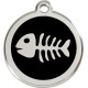 Fish Bone Identity Medal black cat and dog, engraved iron tag