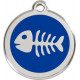 Fish Bone Identity Medal navy blue cat and dog, engraved iron tag