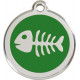 Fish Bone Identity Medal green cat and dog, engraved iron tag